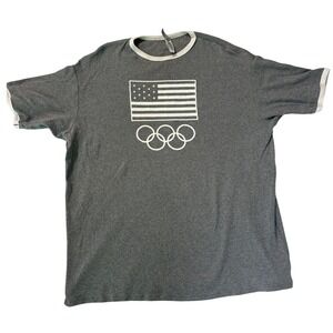 SKIMS Team USA Olympic Ringer T-Shirt Heather Grey Ribbed Medium M